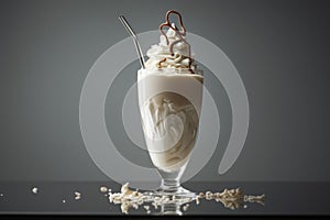 Frosty Glass vanilla milkshake. Generate Ai