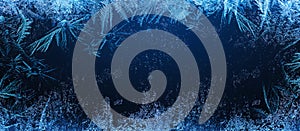 Frosty Natural Pattern on Winter Window