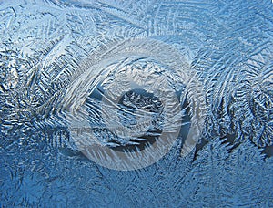 Frosty pattern on pane