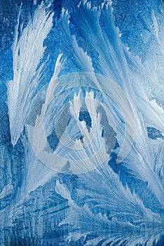 Frosty pattern on transparent background. Background light blue winter. Cold weather