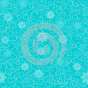 frosty patterns on a blue background, seamless pattern