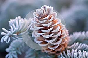 Frosty Pinecone at Sunrise