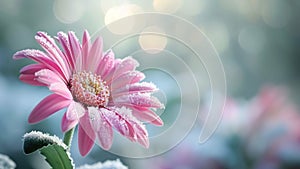 Frosty Pink Daisy Close-Up