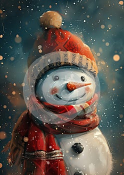 Frosty\'s Festive Fashion: A Digital Drawing of a Smiling Snowman