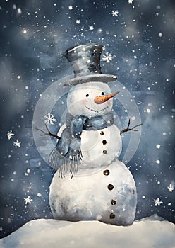 Frosty\'s Finery: A Winter Portrait of a Snowman in a Crisp Top H