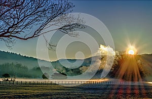 Frosty Sunrise In The Cades Cove Section of The Smokies