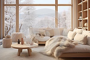 Frosty windowpanes and cozy interiors capturing