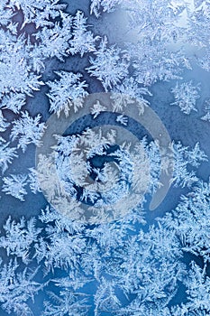 Frosty winter pattern at a window