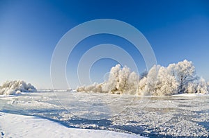 Frosty winter river