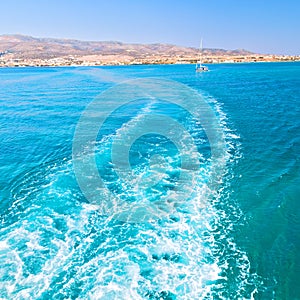 froth and foam greece from the boat islands in mediterranean se
