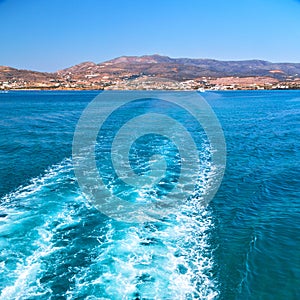 froth and foam greece from the boat islands in mediterranean sea