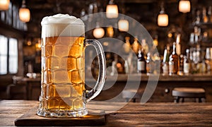 Frothy beer being poured into a chilled glass