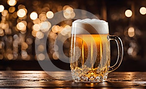 Frothy beer being poured into a chilled glass