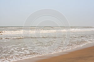 Frothy waves on beach