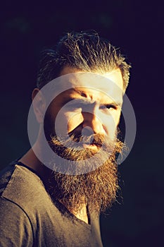 Frown bearded man with beard
