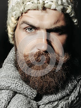 Frown bearded man with beard