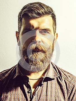 Frown bearded man hipster