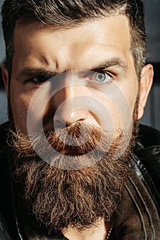 Frown bearded man hipster