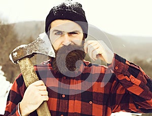 Frown man or brutal lumberjack