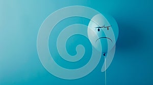 A Frowning Balloon Against Blue.AI generated image