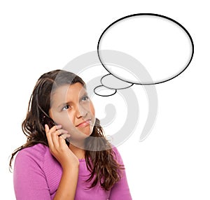 Frowning Hispanic Teen Aged Girl on Phone