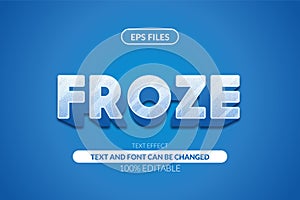Froze ice cold winter 3d editable text effect. eps vector file