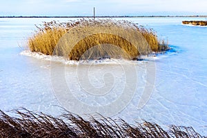 Froze the lagoon Kalochori in Greece