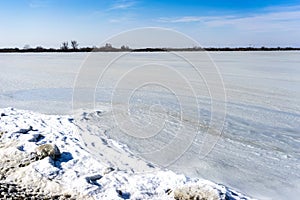 Froze the lagoon Kalochori in Greece