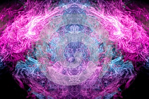 Frozen abstract movement of  explosion smoke multiple blue and pink colors