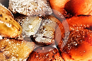 Frozen apricots with ice details