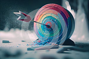 frozen arrow hitting the center of target.generative ai