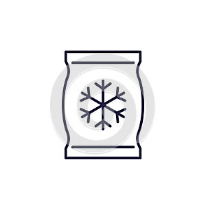 frozen bag icon, ice pack line vector