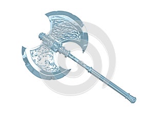 Frozen battle axe 3d rendering