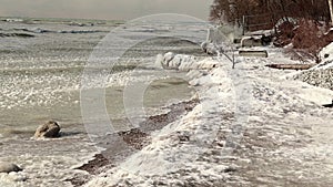 Frozen beach in the winter