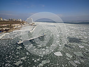 Frozen Black Sea in Odessa Ukraine