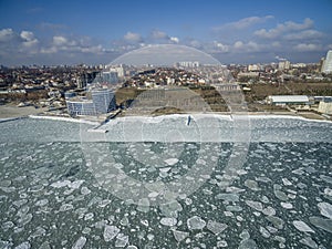 Frozen Black Sea in Odessa Ukraine