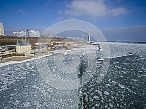 Frozen Black Sea in Odessa Ukraine