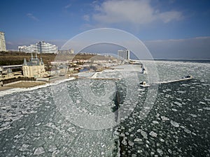 Frozen Black Sea in Odessa Ukraine