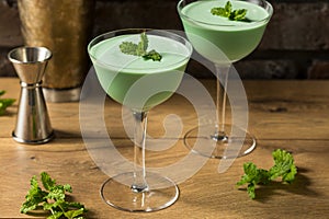 Frozen Boozy Mint Grasshopper Cocktail