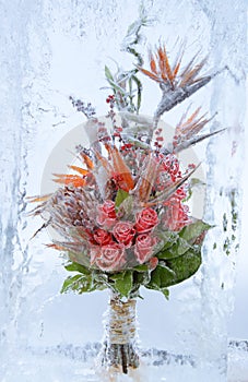 Frozen bouquet of flowers