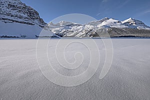 Frozen Bow Lake in Banff National Park