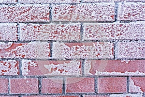 Frozen brick grunge red wall texture