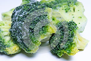 Frozen broccoli close-up