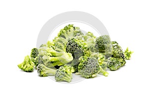 Frozen Broccoli on a White Background