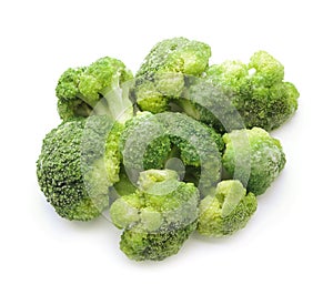 Frozen broccoli on white background