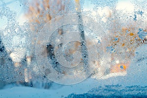 Frozen car window, inside view