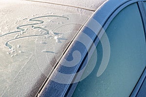 Frozen car windshield