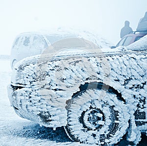 Frozen car at winter