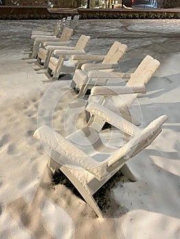 Frozen Chairs in January in Winter