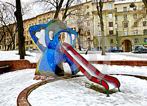 Children`s playground in the city of Lviv in Ukraine